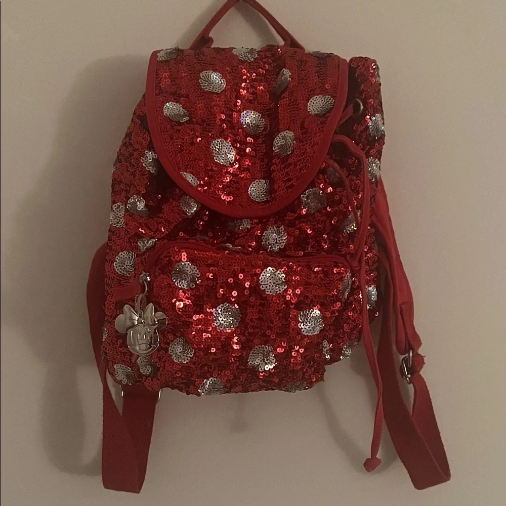 Disney Red and Silver Sequin Backpack
